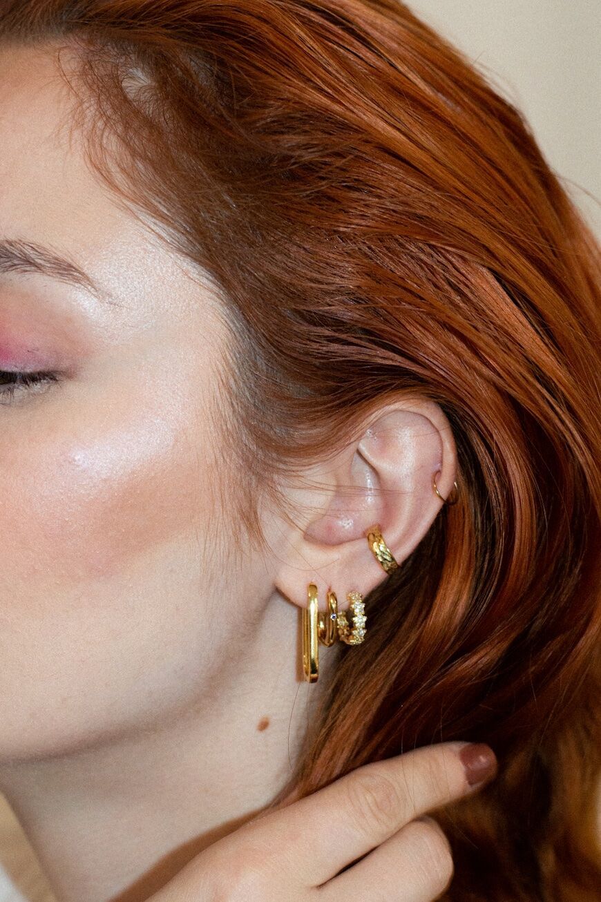 Close-up of multi-piece ear stack
