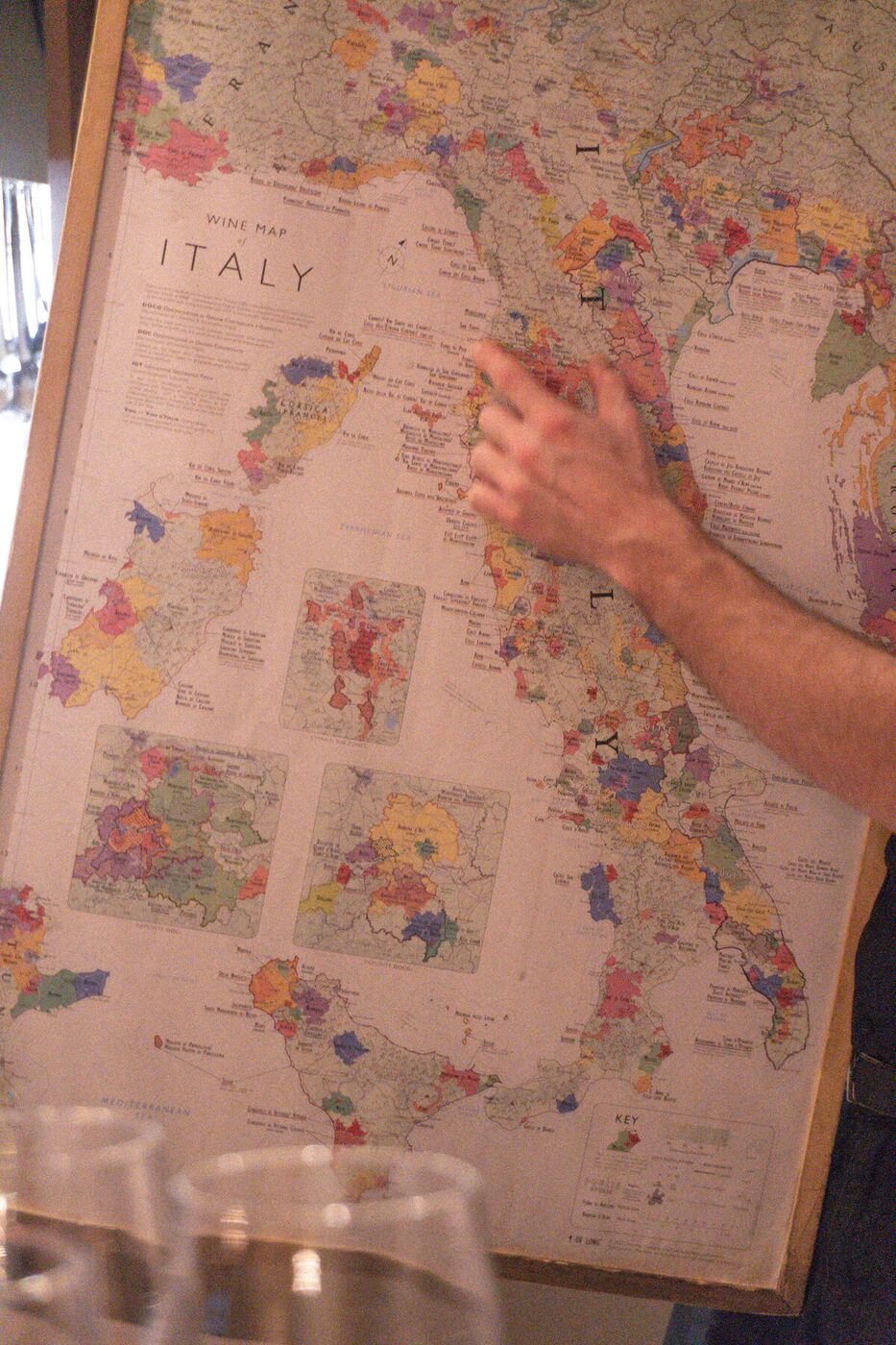 Wine map of Italy at the tasting
