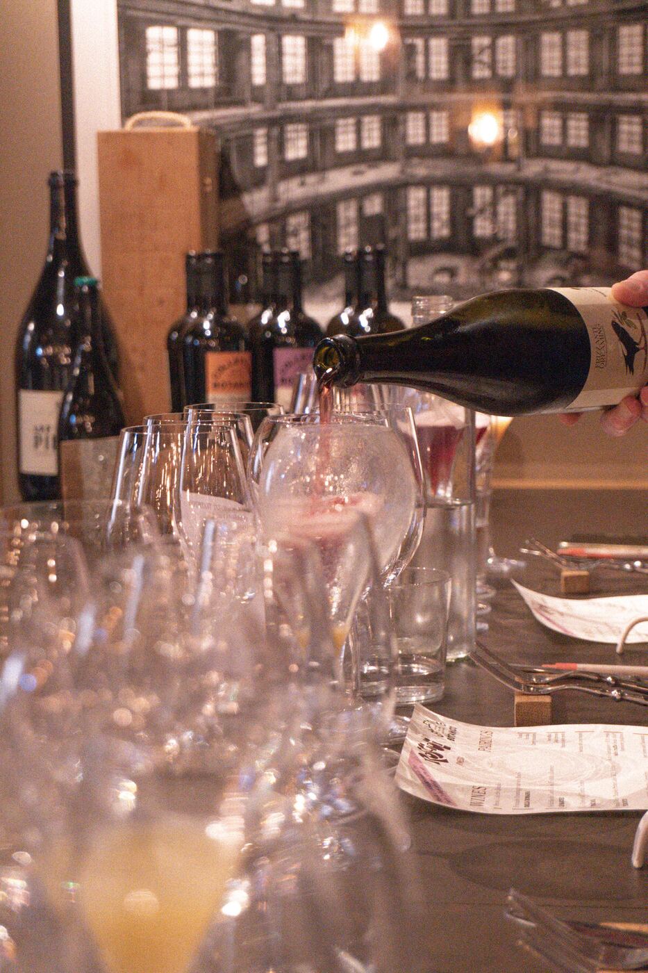 Wine being poured at Rimessa Roscioli